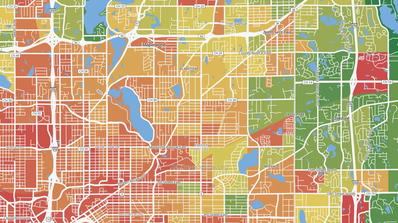 Maplewood, MN Map of Vandalism Rates