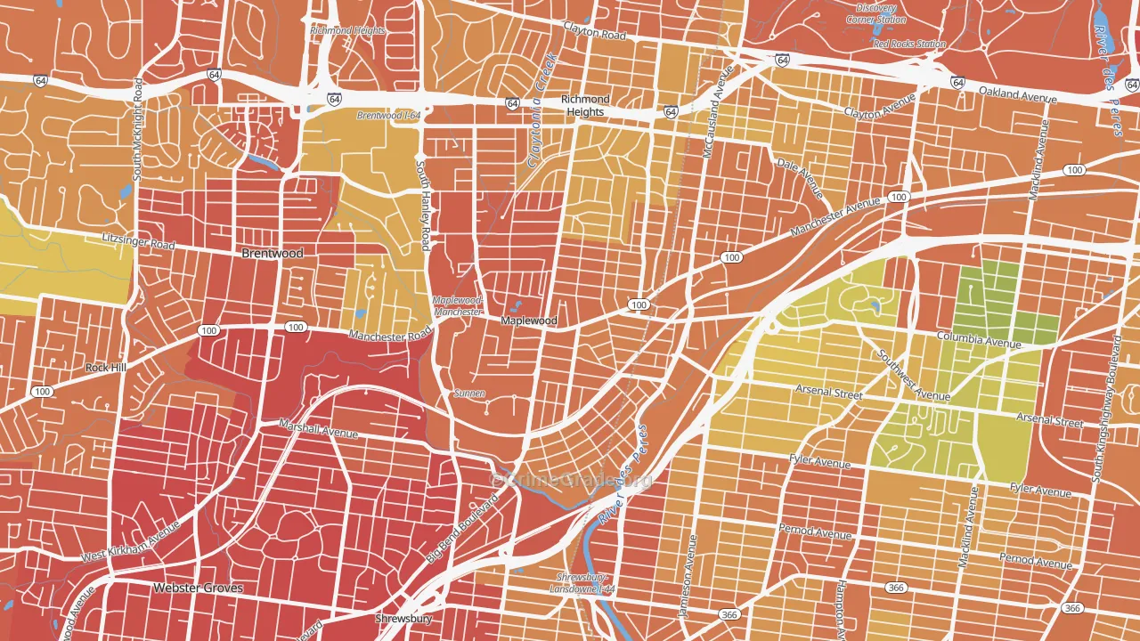 Maplewood, MO Map of Vandalism Rates