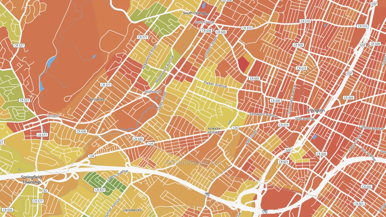 Maplewood, NJ Map of Vandalism Rates