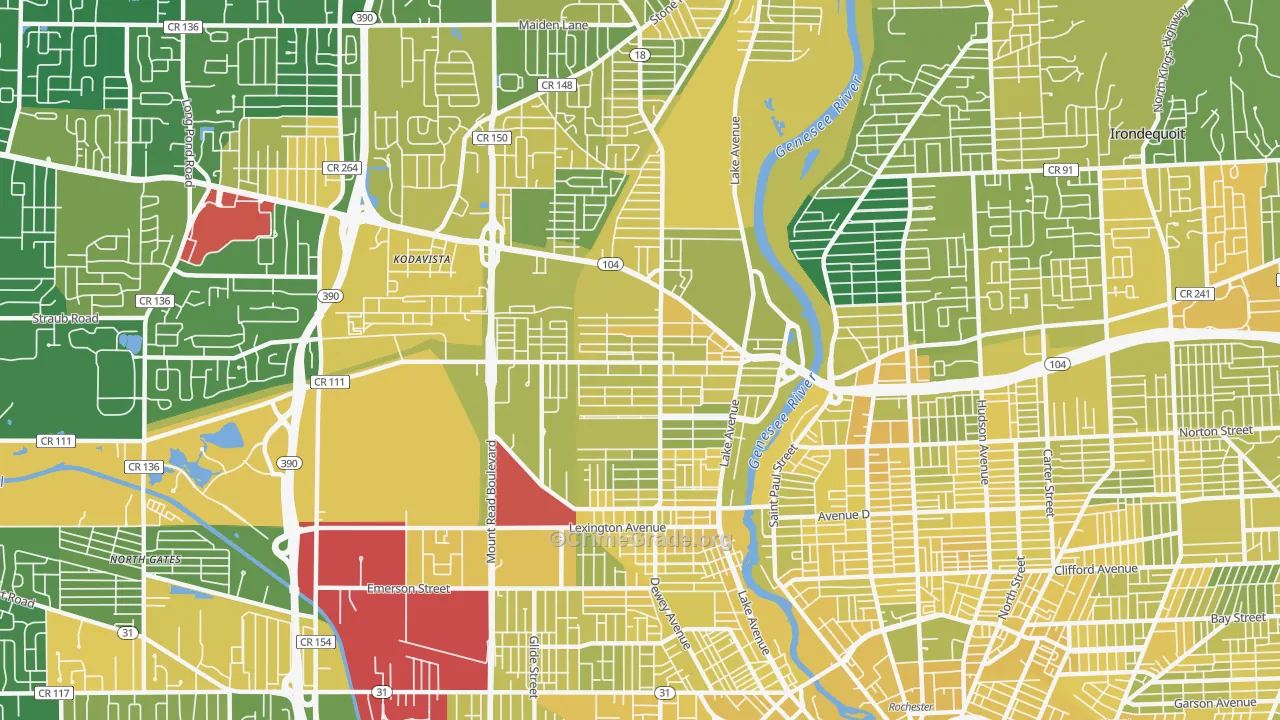 Maplewood, Rochester, NY Map of Vandalism Rates