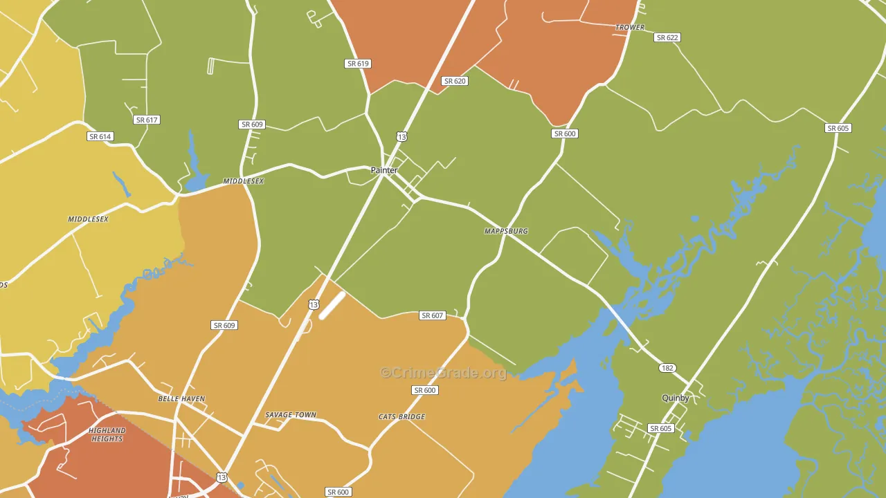 Mappsburg, VA Map of Vandalism Rates