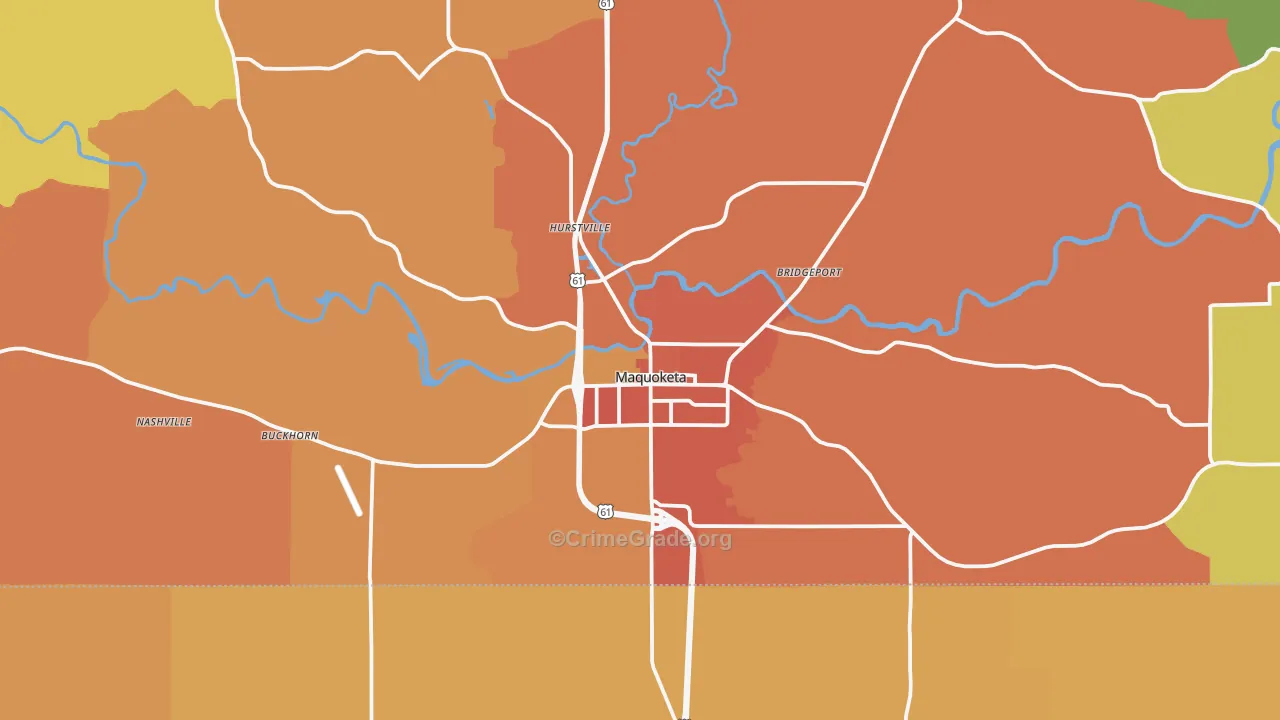 Maquoketa, IA Map of Vandalism Rates
