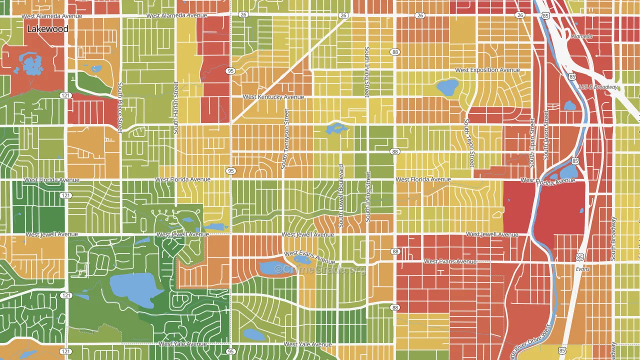 Mar Lee, Denver, CO Map of Vandalism Rates