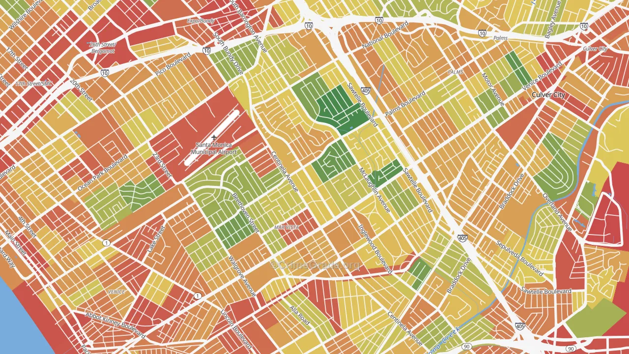 Mar Vista, Los Angeles, CA Map of Vandalism Rates