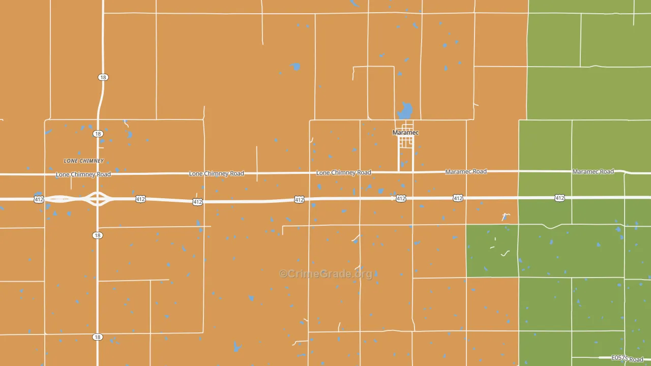 Maramec, OK Map of Vandalism Rates