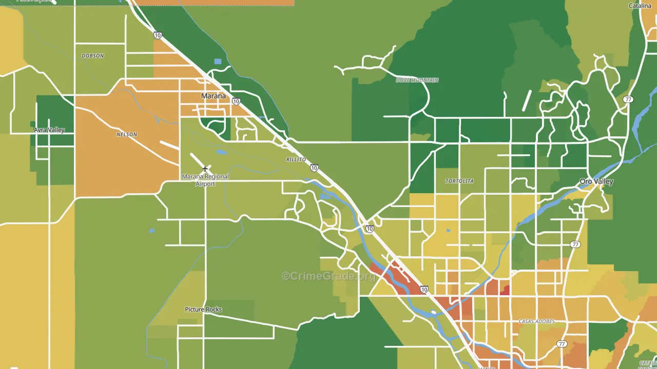 Marana, AZ Map of Vandalism Rates