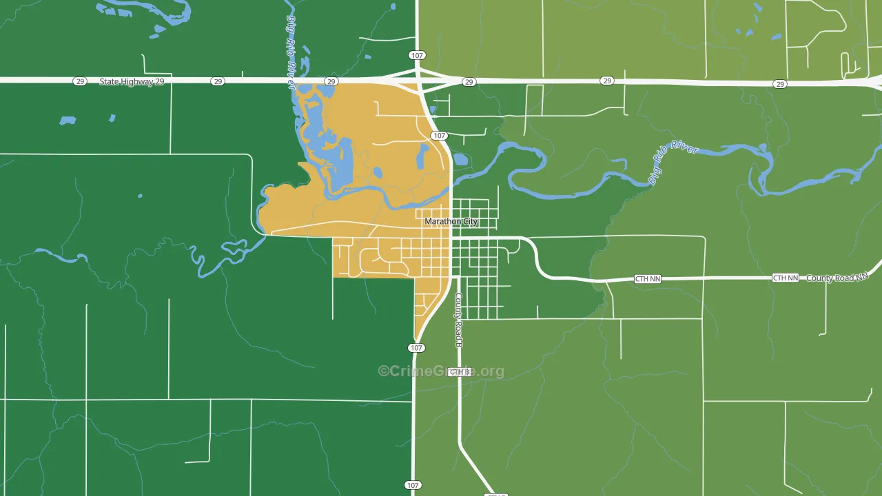 Marathon City, WI Map of Vandalism Rates