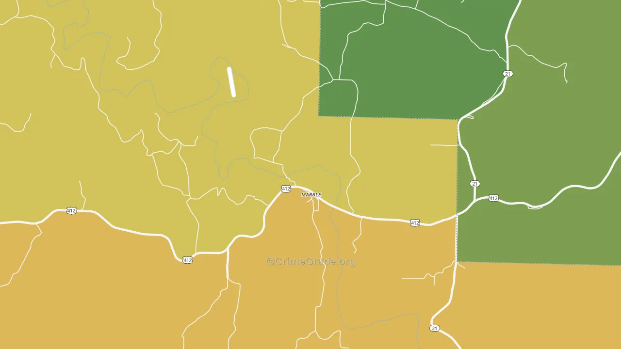 Marble, AR Map of Vandalism Rates