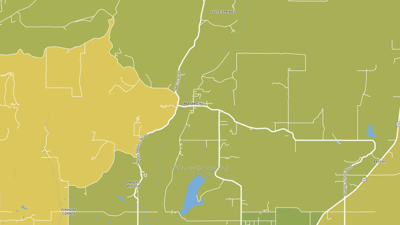 Marble City, OK Map of Vandalism Rates