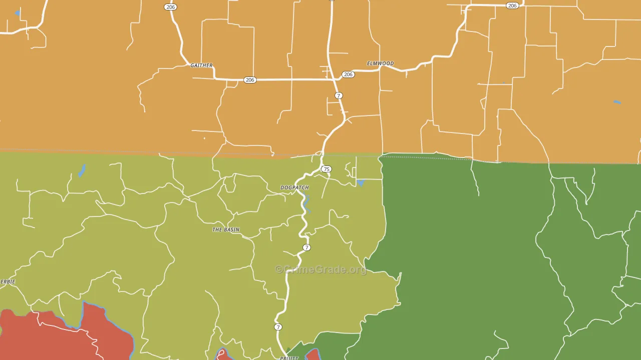 Marble Falls, AR Map of Vandalism Rates