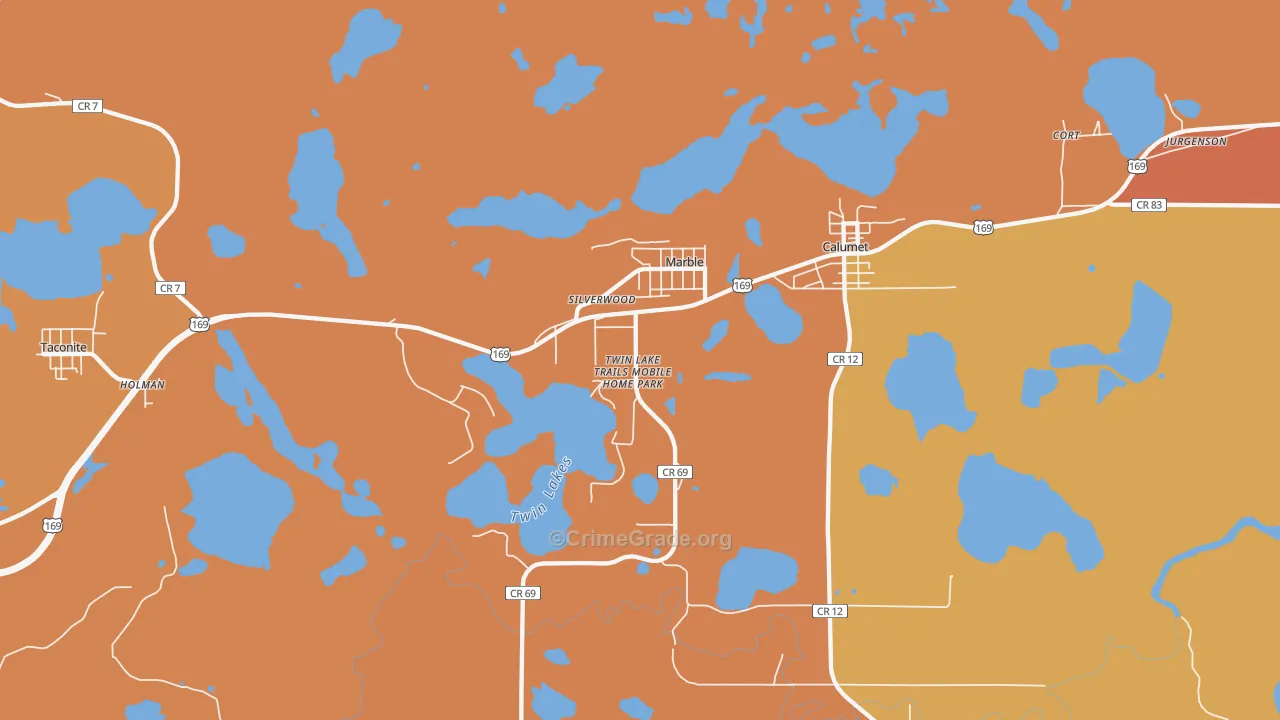 Marble, MN Map of Vandalism Rates
