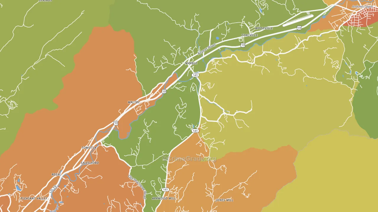 Marble, NC Map of Vandalism Rates