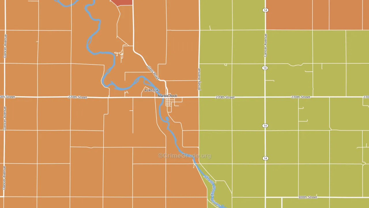 Marble Rock, IA Map of Vandalism Rates