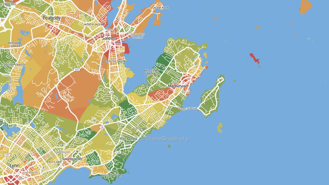 Marblehead, MA Map of Vandalism Rates