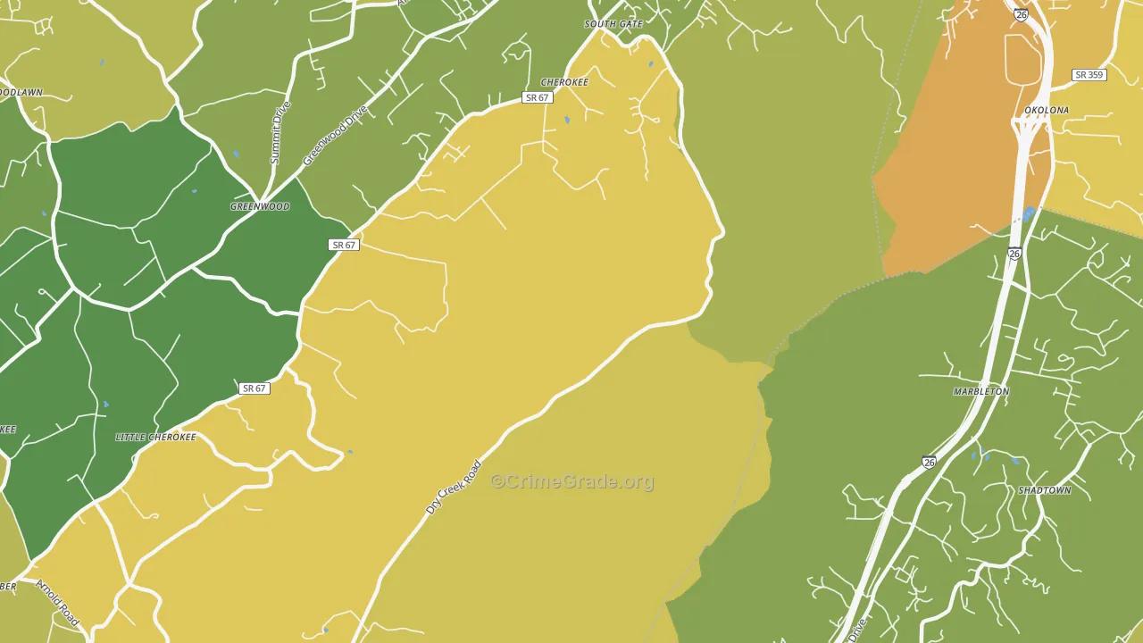 Marbleton, TN Map of Vandalism Rates