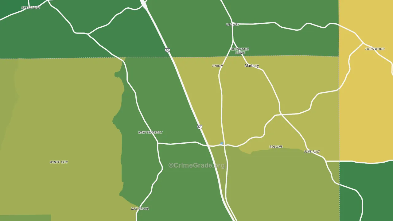 Marbury, AL Map of Vandalism Rates