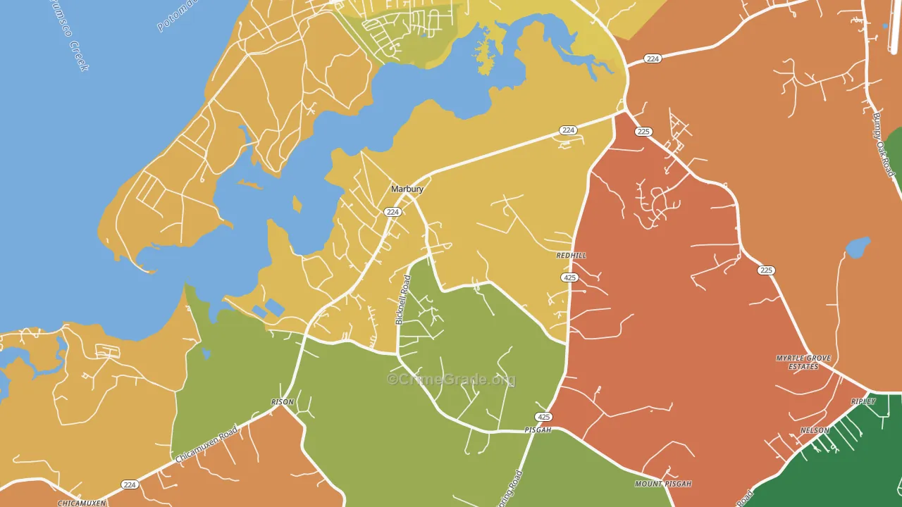 Marbury, MD Map of Vandalism Rates