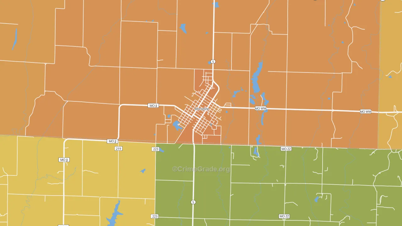 Marceline, MO Map of Vandalism Rates