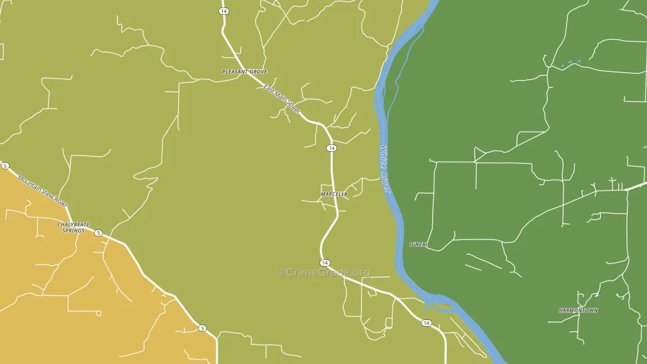 Marcella, AR Map of Vandalism Rates
