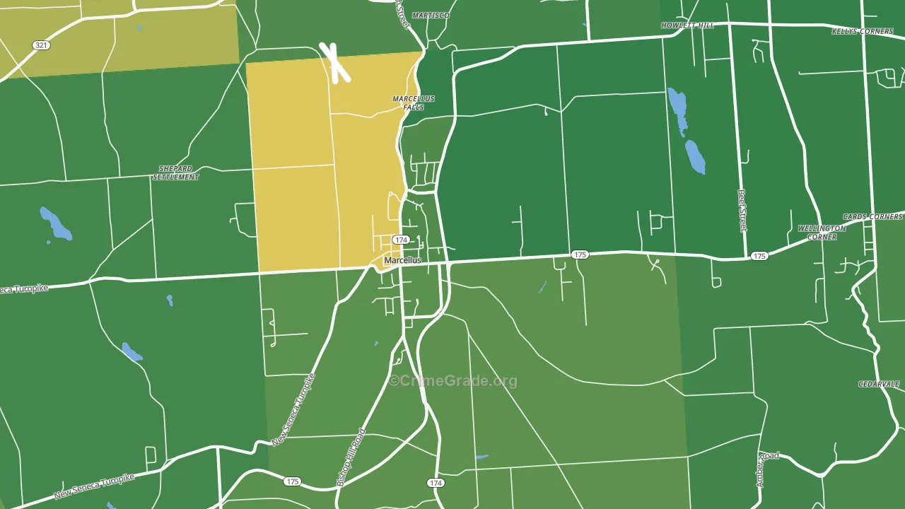 Marcellus, NY Map of Vandalism Rates