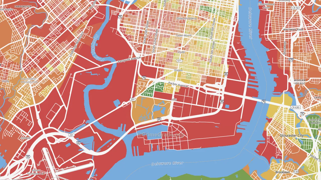 Marconi Plaza-Packer Park, Philadelphia, PA Map of Vandalism Rates