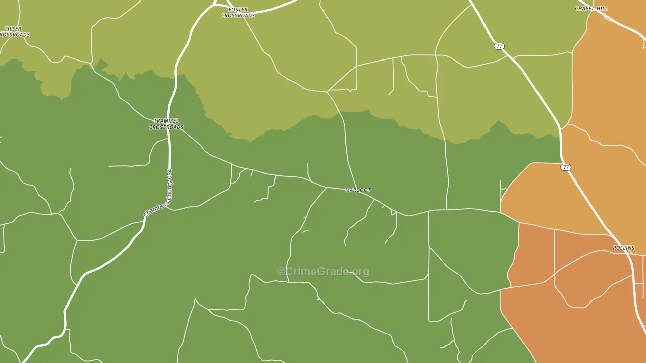 Marcoot, AL Map of Vandalism Rates