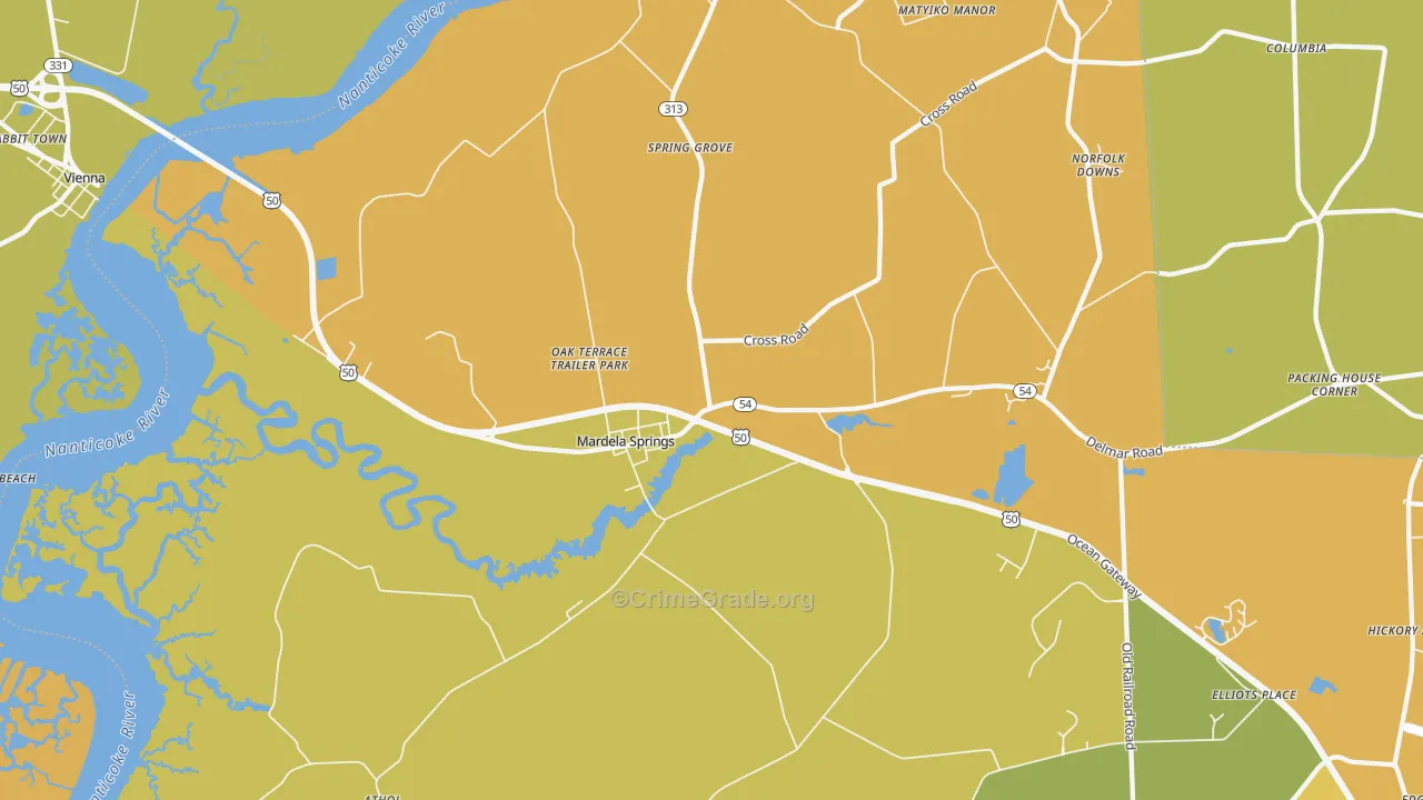 Mardela Springs, MD Map of Vandalism Rates