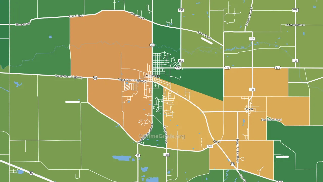 Marengo, IL Map of Vandalism Rates