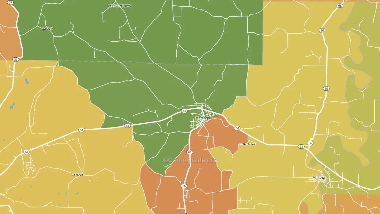Marengo, IN Map of Vandalism Rates