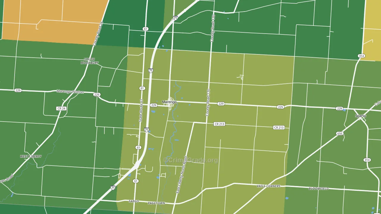 Marengo, OH Map of Vandalism Rates