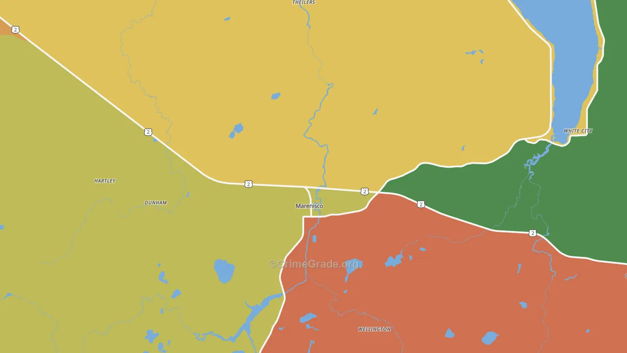 Marenisco, MI Map of Vandalism Rates