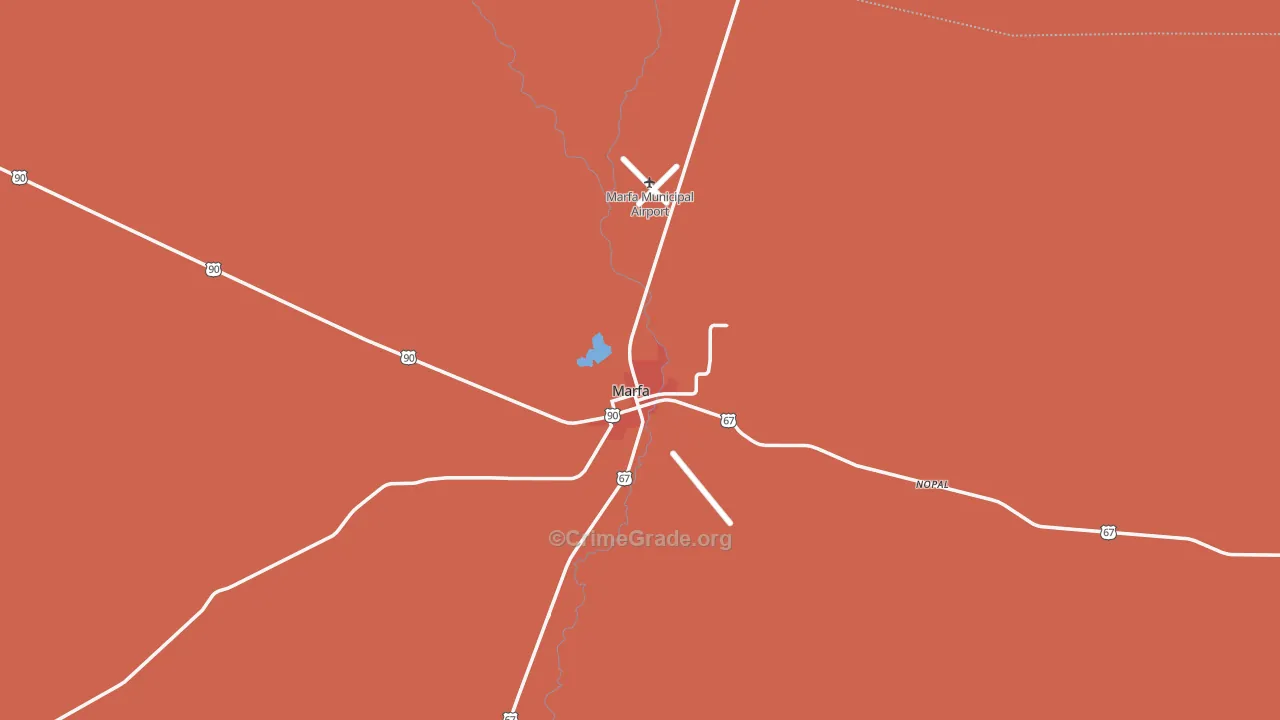 Marfa, TX Map of Vandalism Rates