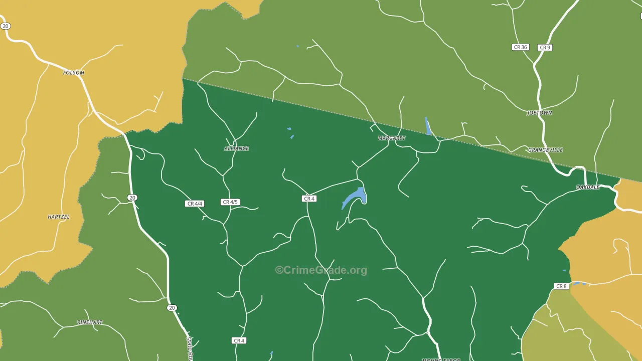 Margaret, WV Map of Vandalism Rates