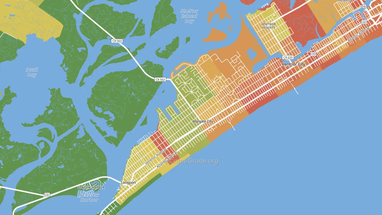 Margate City, NJ Map of Vandalism Rates