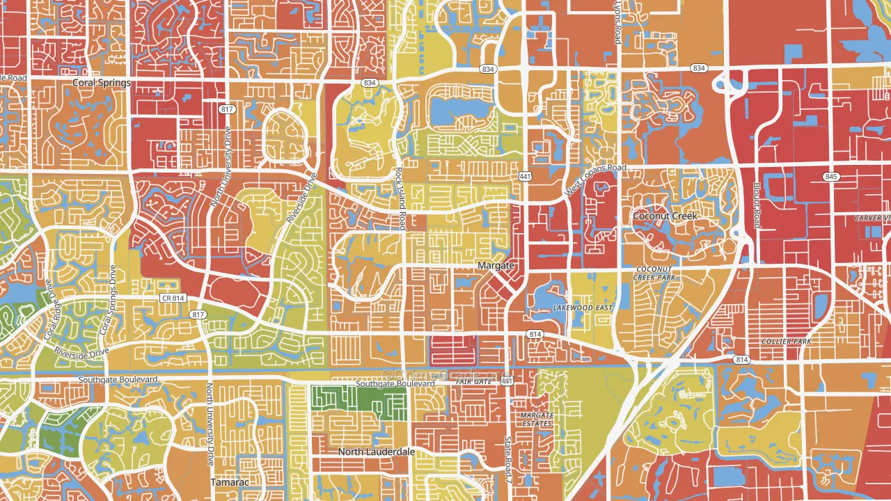 Margate, FL Map of Vandalism Rates