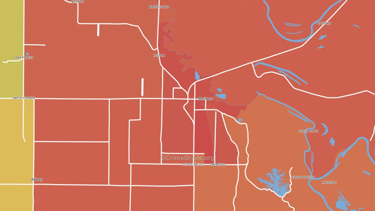 Marianna, AR Map of Vandalism Rates