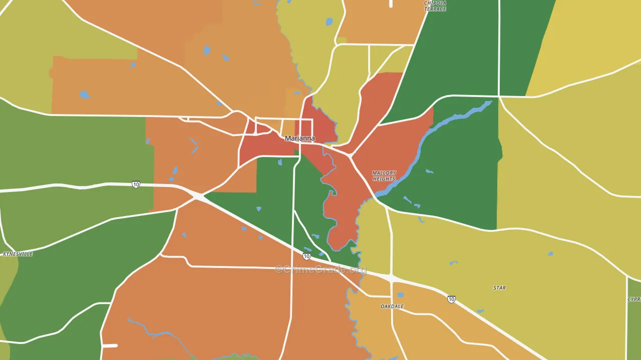 Marianna, FL Map of Vandalism Rates