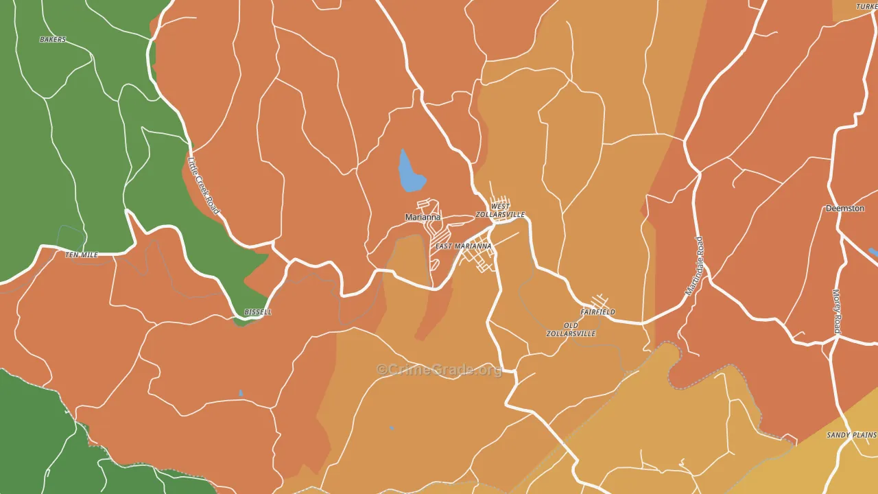 Marianna, PA Map of Vandalism Rates