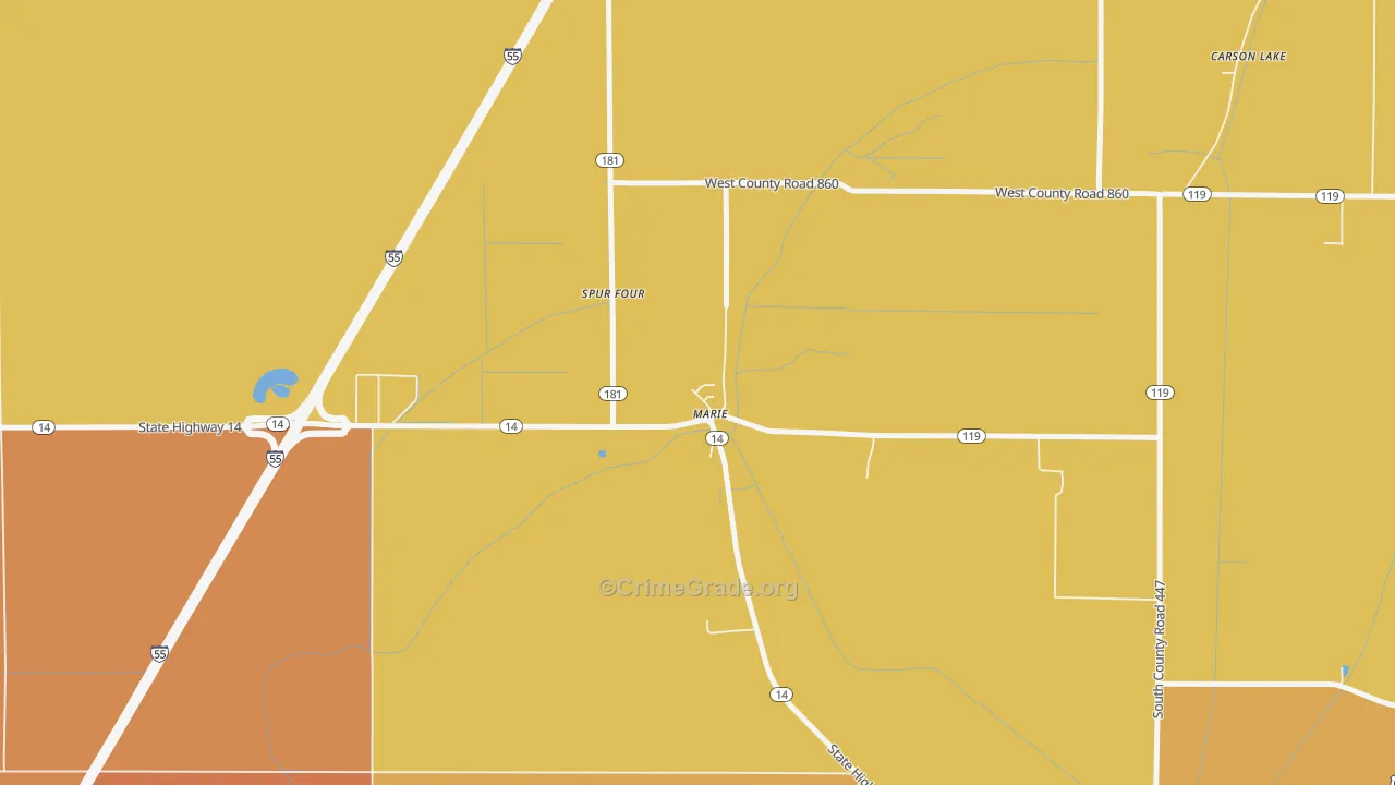 Marie, AR Map of Vandalism Rates