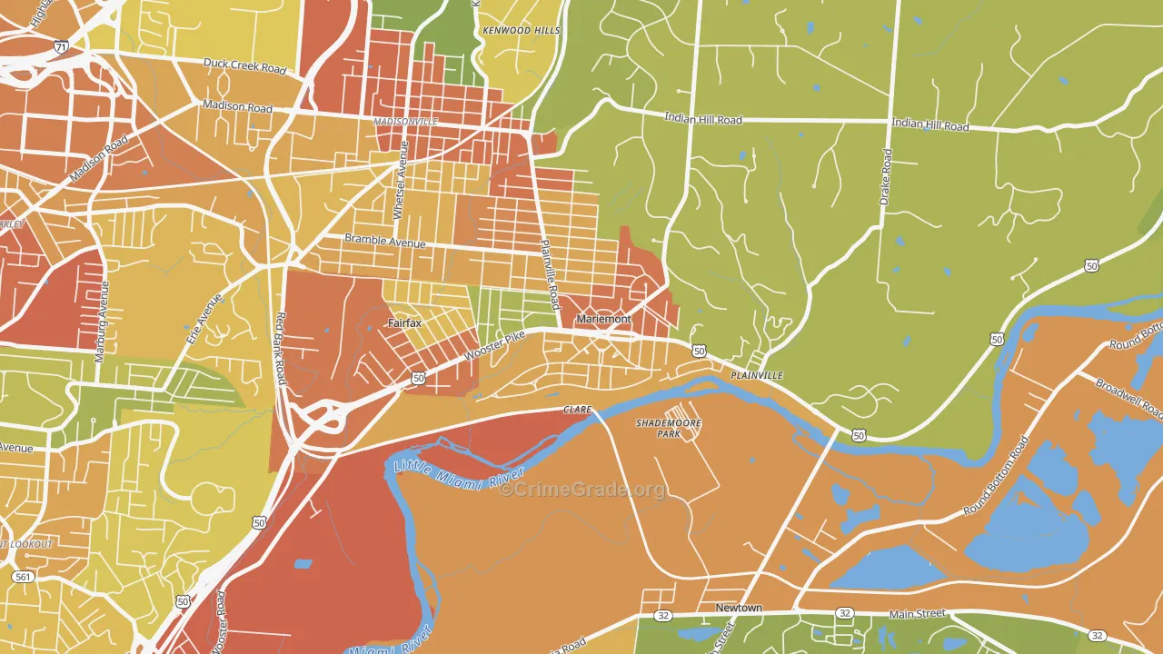 Mariemont, OH Map of Vandalism Rates