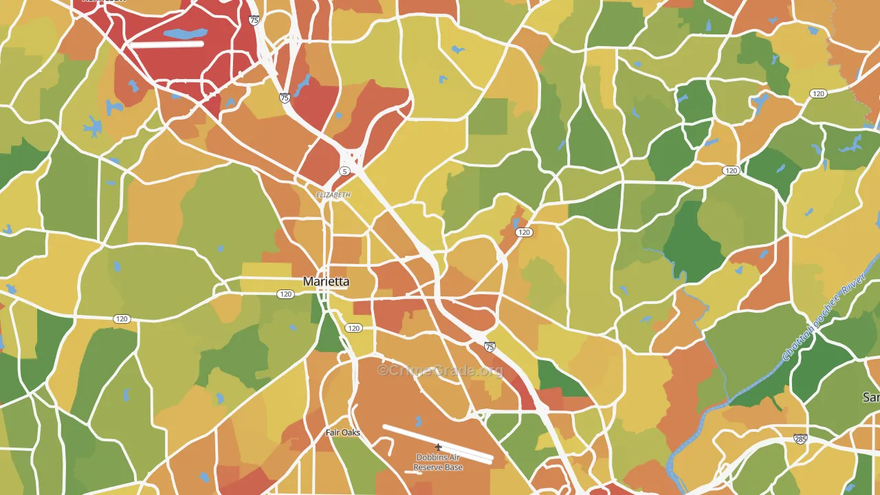 Marietta, GA Map of Vandalism Rates