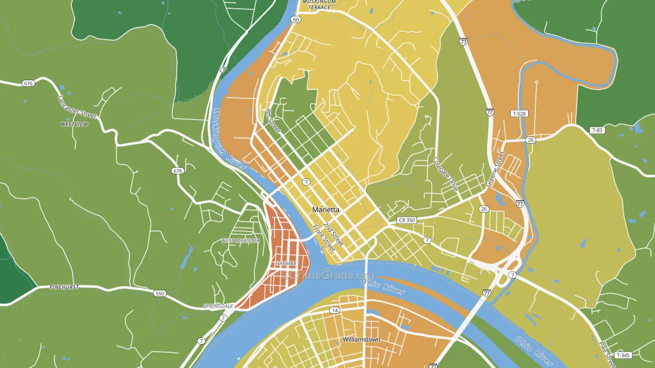 Marietta Historic District, Marietta, OH Map of Vandalism Rates