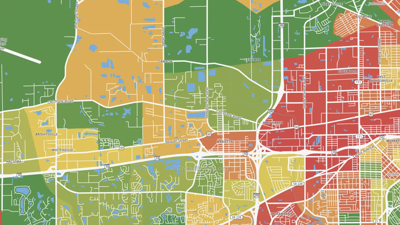 Marietta, Jacksonville, FL Map of Vandalism Rates
