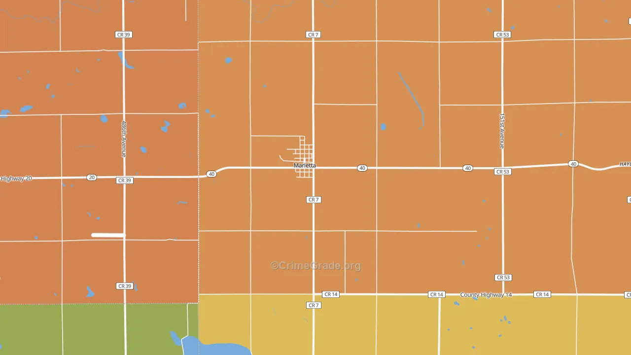 Marietta, MN Map of Vandalism Rates