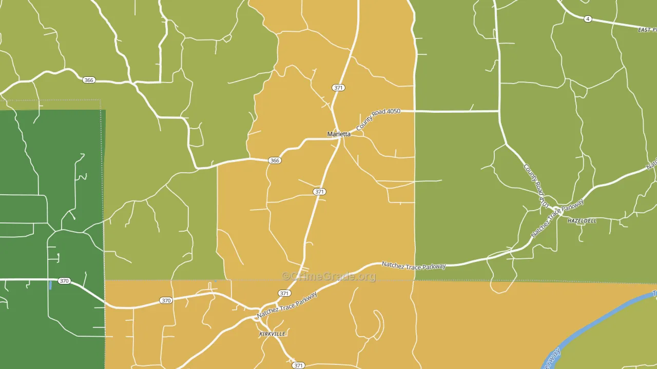 Marietta, MS Map of Vandalism Rates