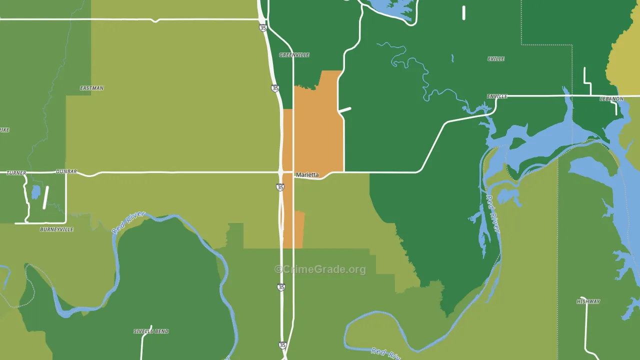 Marietta, OK Map of Vandalism Rates