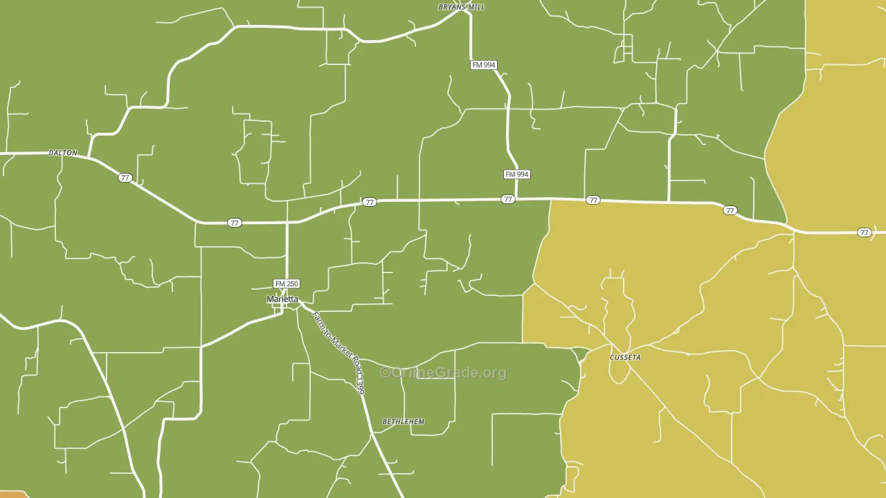 Marietta, TX Map of Vandalism Rates