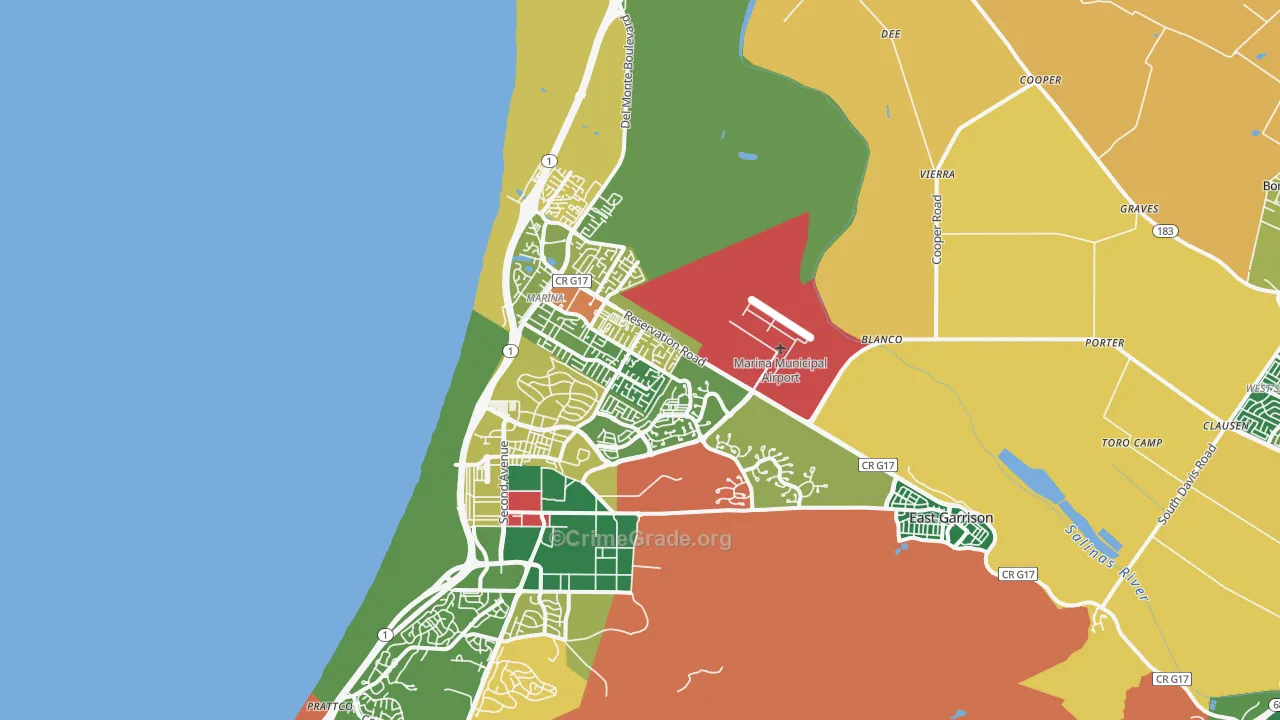 Marina, CA Map of Vandalism Rates