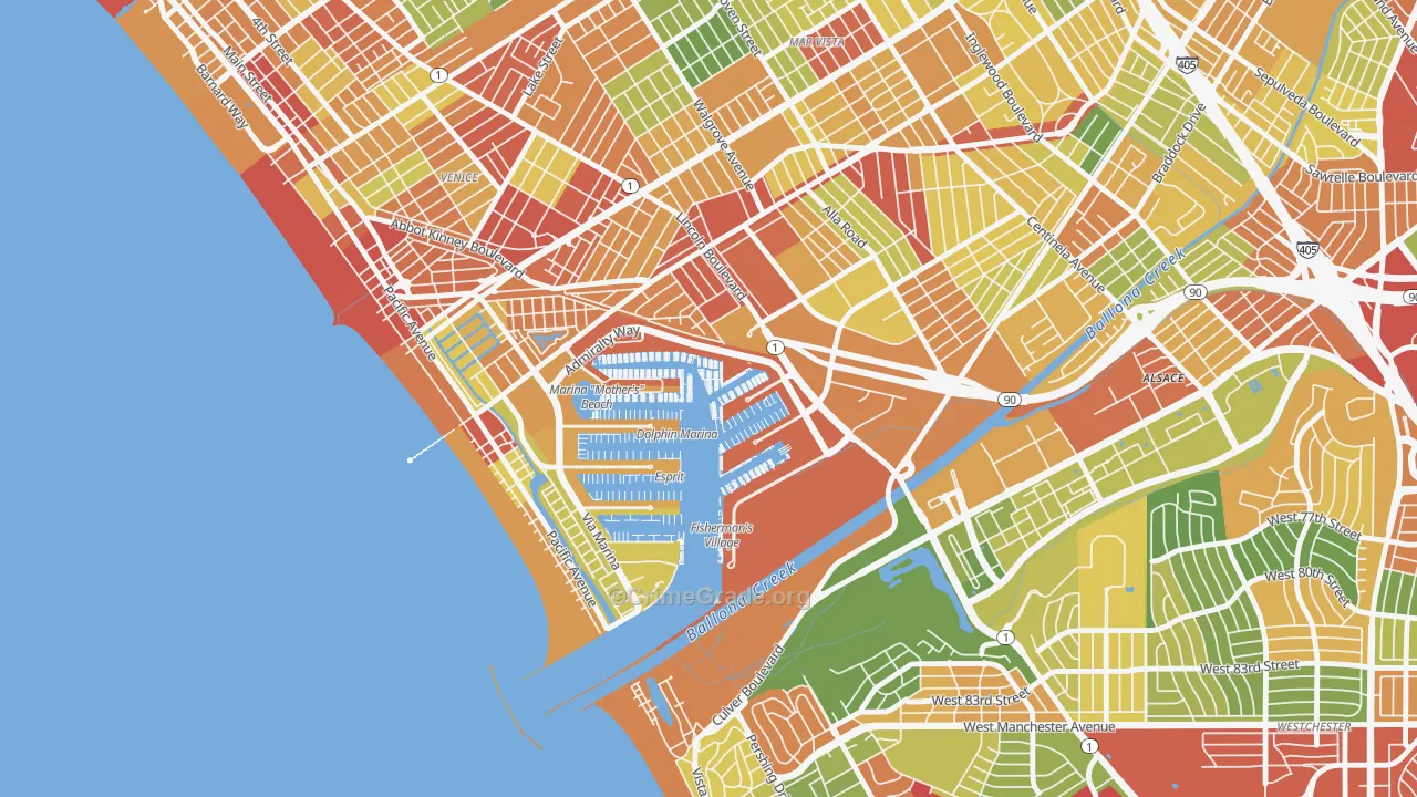 Marina Del Rey, CA Map of Vandalism Rates