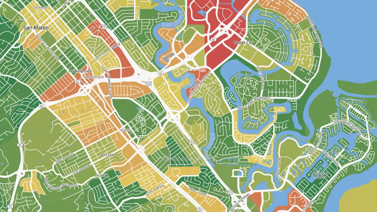 Marina Lagoon, San Mateo, CA Map of Vandalism Rates